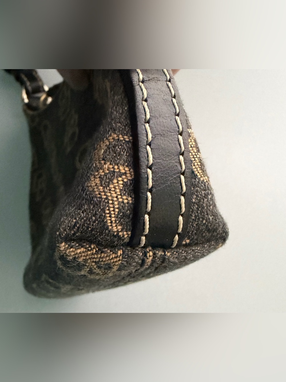 Dooney & Bourke Mini Hobo Bag in Brown and Black with Orange Accent Charm - Picture 5 of 8